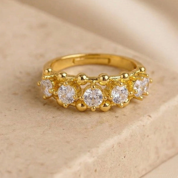 Gold Round Stone Adjustable Ring