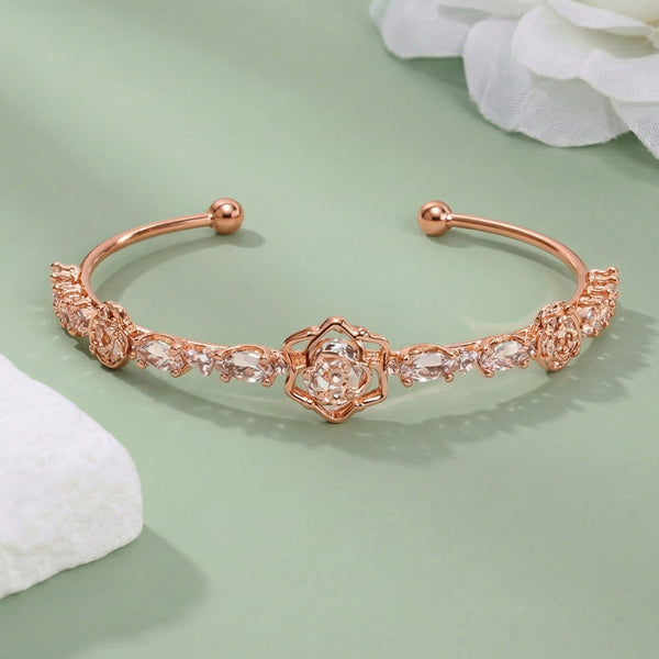 Rose Gold Floral Cluster Adjustable Bracelet