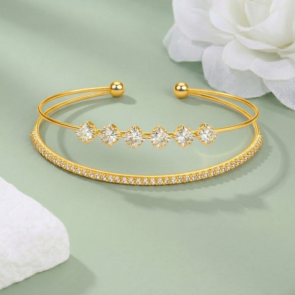 Gold Layered Geometric Adjustable Bracelet