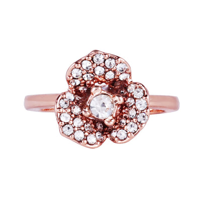 Estele Valentine ROSE Special Elegant Lightweight Rose Motif Flexible Finger Ring with Premium Rosegold Plated Adjustable Design for Women