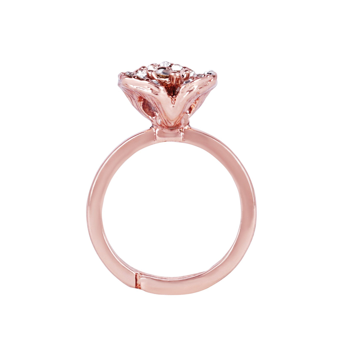 Estele Valentine ROSE Special â€“ Elegant Lightweight Rose Motif Flexible Finger Ring with Premium Rosegold Plated Adjustable Design for Women