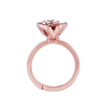 Estele Valentine ROSE Special â€“ Elegant Lightweight Rose Motif Flexible Finger Ring with Premium Rosegold Plated Adjustable Design for Women