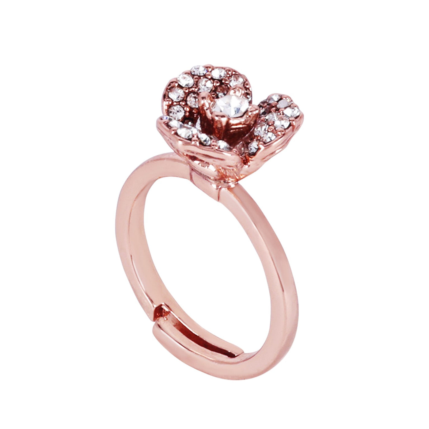 Estele Valentine ROSE Special â€“ Elegant Lightweight Rose Motif Flexible Finger Ring with Premium Rosegold Plated Adjustable Design for Women