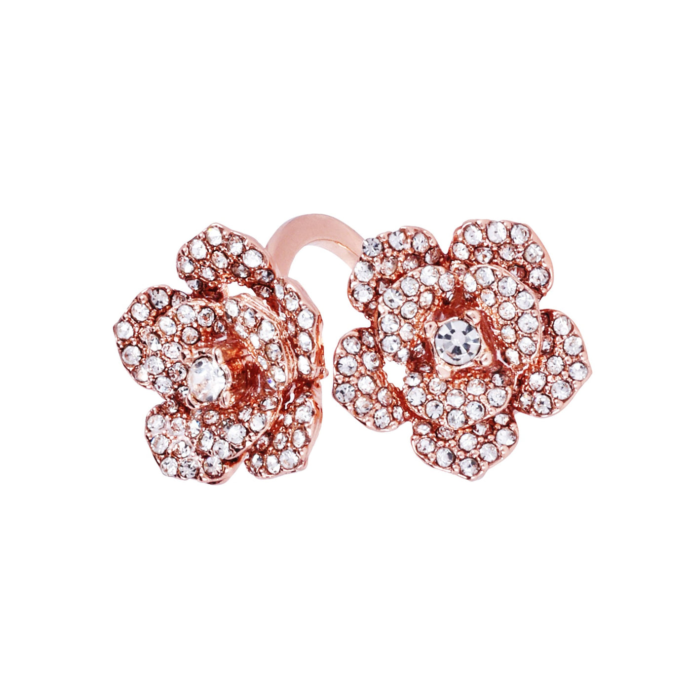 Estele Valentine ROSE Special Floral Rose Design Adjustable Finger Ring: Lightweight Rosegold Plated Flexible Jewelry for Women Timeless & Comfortable Fit