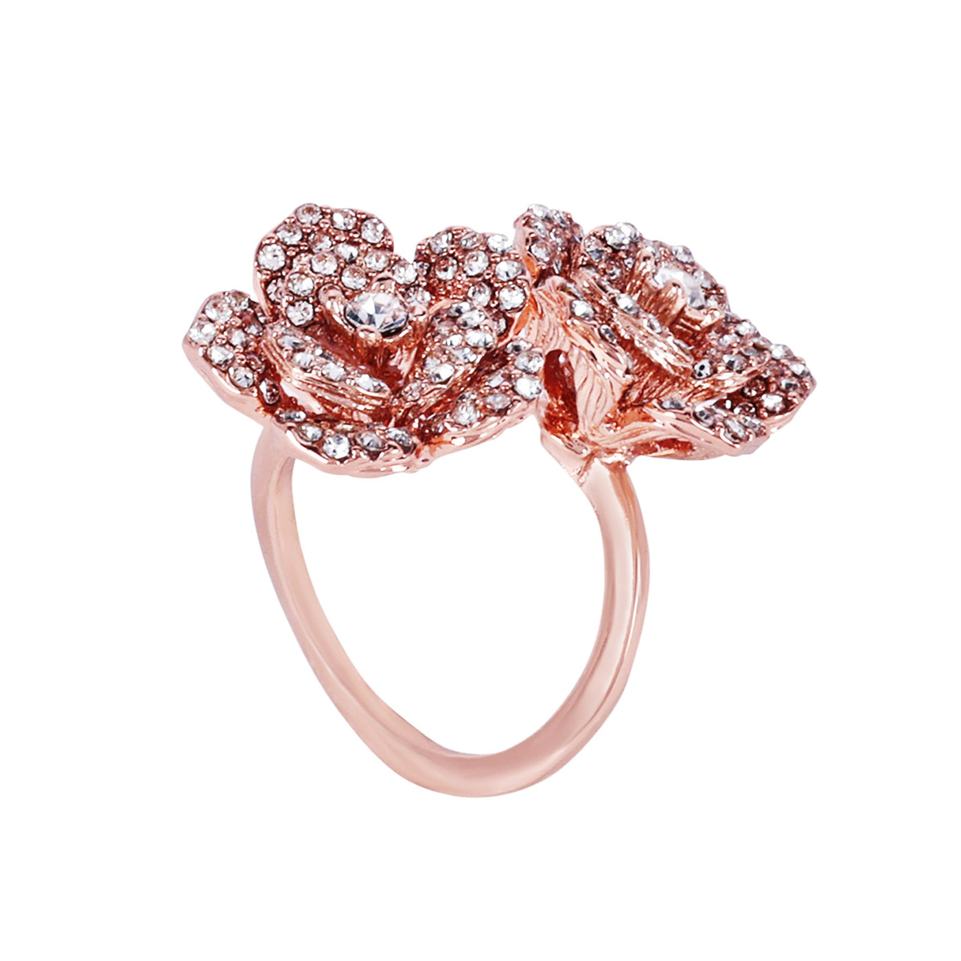 Estele Valentine ROSE Special Floral Rose Design Adjustable Finger Ring: Lightweight Rosegold Plated Flexible Jewelry for Women Timeless & Comfortable Fit