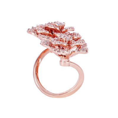 Estele Valentine ROSE Special â€“ Floral Rose Motif Adjustable Finger Ring: Lightweight & Flexible Rosegold Plated Jewelry for Women â€“ Modern & Timeless Accessory