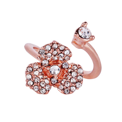 Estele Valentine ROSE Special Floral Rose Motif Adjustable Finger Ring: Lightweight & Flexible Rosegold Plated Jewelry for Women Stylish & Comfortable Fit