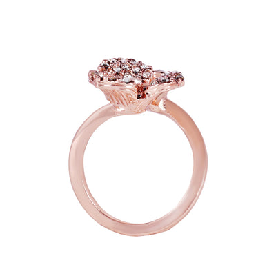 Estele Valentine ROSE Special Floral Rose Motif Adjustable Finger Ring: Lightweight & Flexible Rosegold Plated Jewelry for Women Stylish & Comfortable Fit