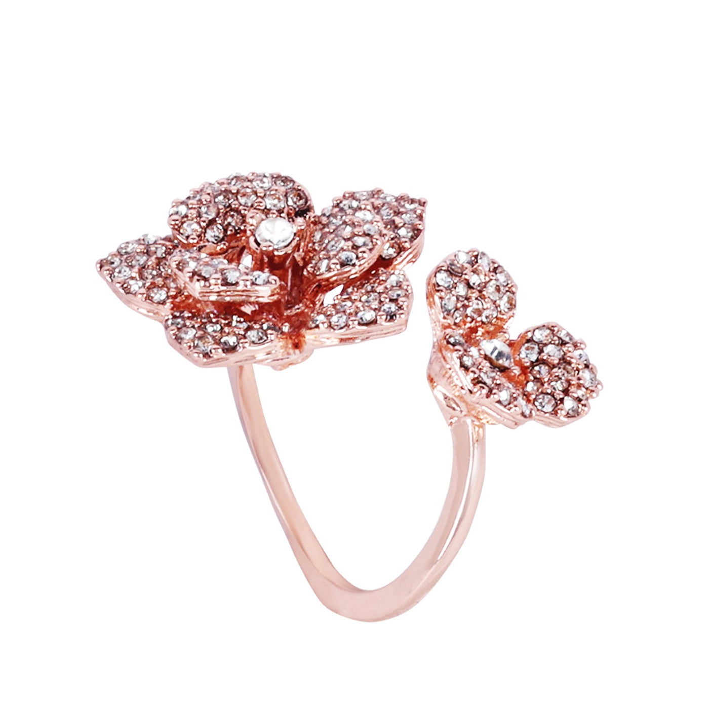 Estele Valentine ROSE Special â€“ Trendy Lightweight Rose Finger Ring: Rosegold Plated Flexible Floral Design Jewelry for Women â€“ Perfect for Gifting & Occasions