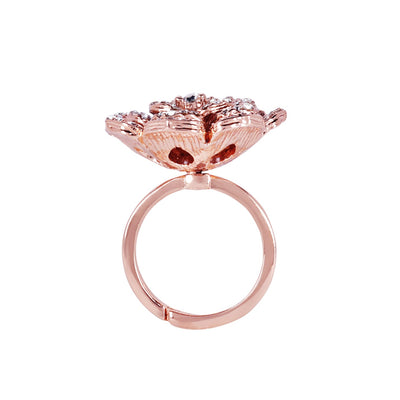 Estele Valentine ROSE Special Minimalist Lightweight Rose Finger Ring: Rosegold Plated Adjustable Floral Motif Jewelry for Women Stylish & Comfortable Fit