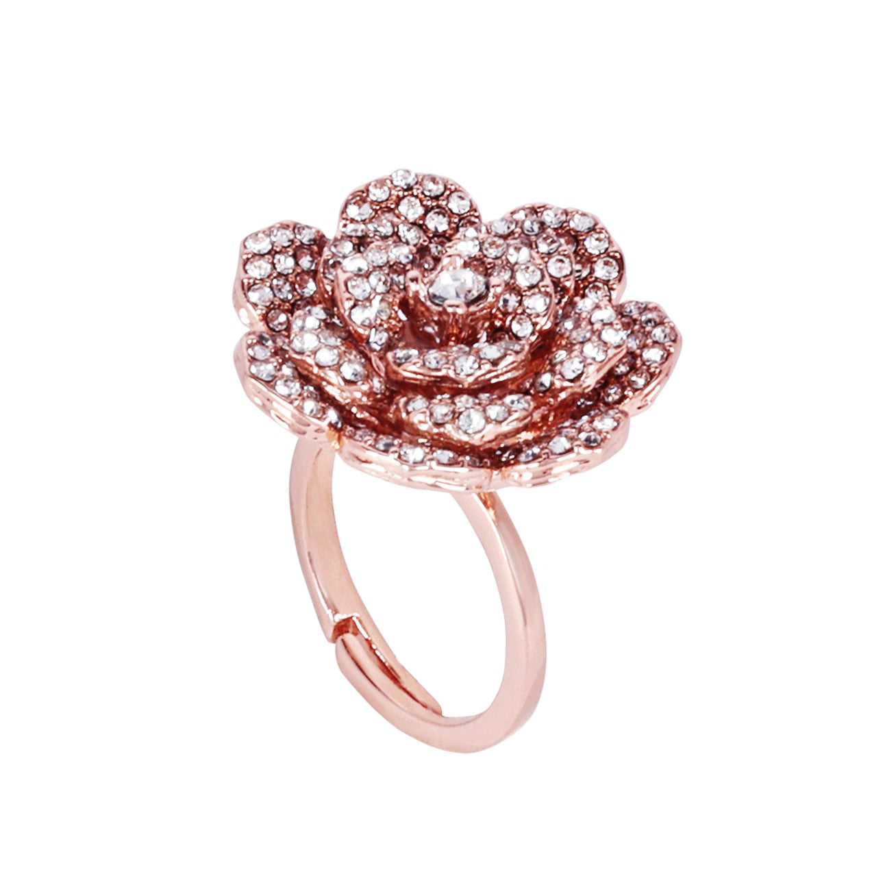 Estele Valentine ROSE Special Minimalist Lightweight Rose Finger Ring: Rosegold Plated Adjustable Floral Motif Jewelry for Women Stylish & Comfortable Fit