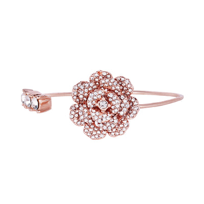 Estele Valentine ROSE Special Exclusive Rose Motif Cuff Bracelet: Luxurious Rosegold Plated with Floral Charms Perfect Accessory for Women's Fashion & Gifts