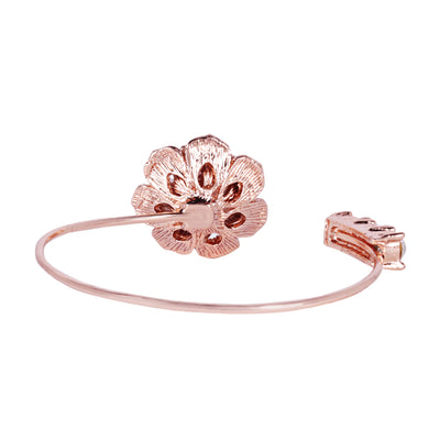 Estele Valentine ROSE Special Exclusive Rose Motif Cuff Bracelet: Luxurious Rosegold Plated with Floral Charms Perfect Accessory for Women's Fashion & Gifts