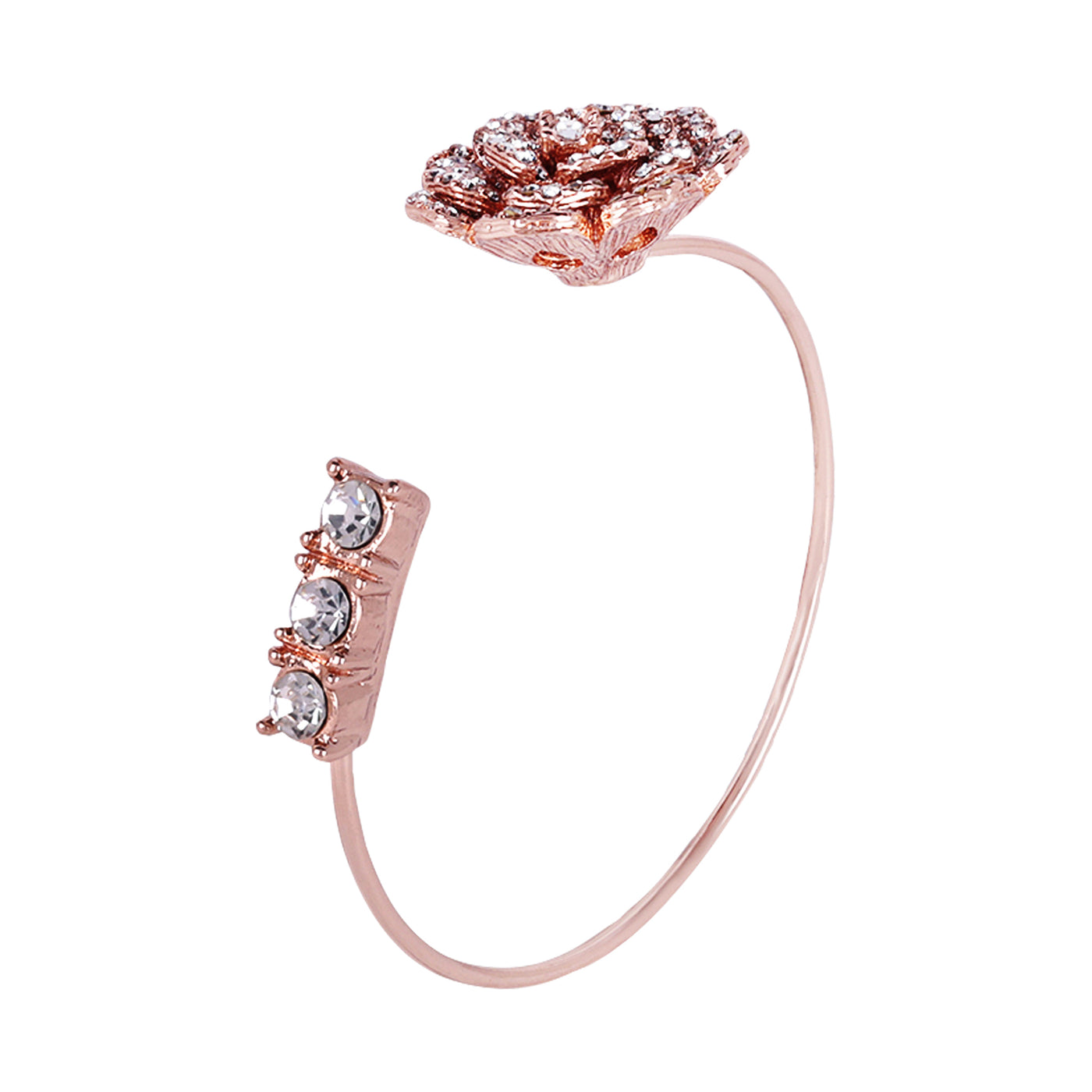 Estele Valentine ROSE Special Exclusive Rose Motif Cuff Bracelet: Luxurious Rosegold Plated with Floral Charms Perfect Accessory for Women's Fashion & Gifts