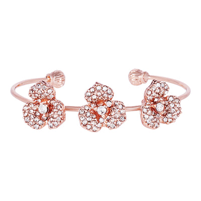 Estele Valentine ROSE Special Modern Rose Motif Cuff Bracelet: Stylish Rosegold Plated with Floral Detailing A Fashionable Statement for Women