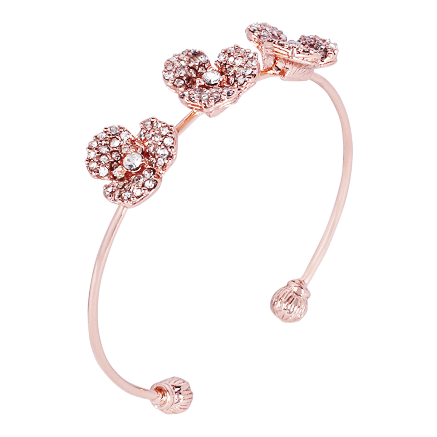 Estele Valentine ROSE Special Modern Rose Motif Cuff Bracelet: Stylish Rosegold Plated with Floral Detailing A Fashionable Statement for Women