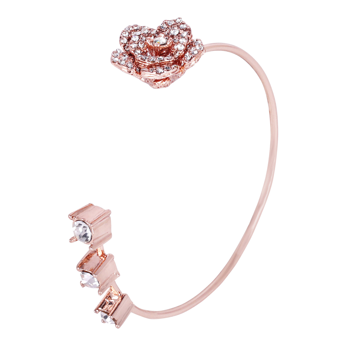 Estele Valentine ROSE Special Luxurious Rosegold Plated Classic Rose Motif Cuff Bracelet: Elegant Floral Design for Women Timeless Jewelry for Special Occasions