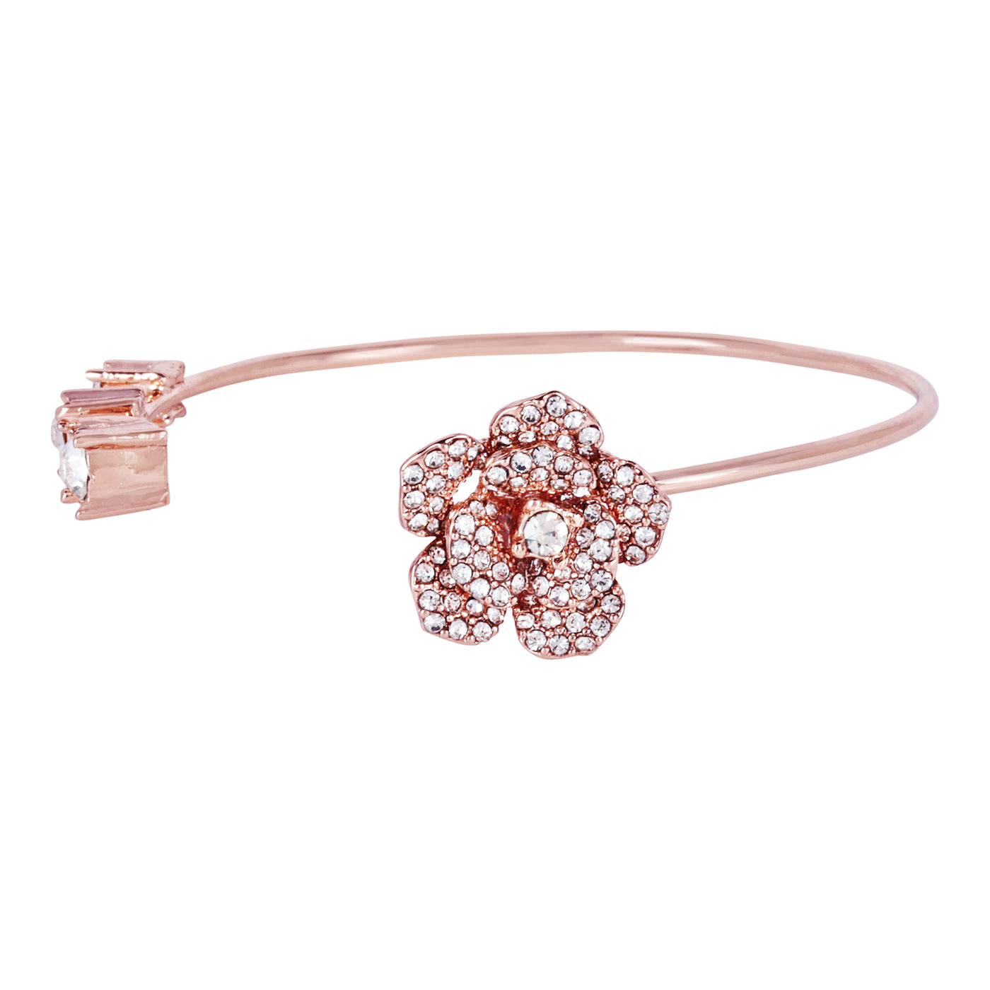 Estele Valentine ROSE Special Luxurious Rosegold Plated Classic Rose Motif Cuff Bracelet: Elegant Floral Design for Women Timeless Jewelry for Special Occasions