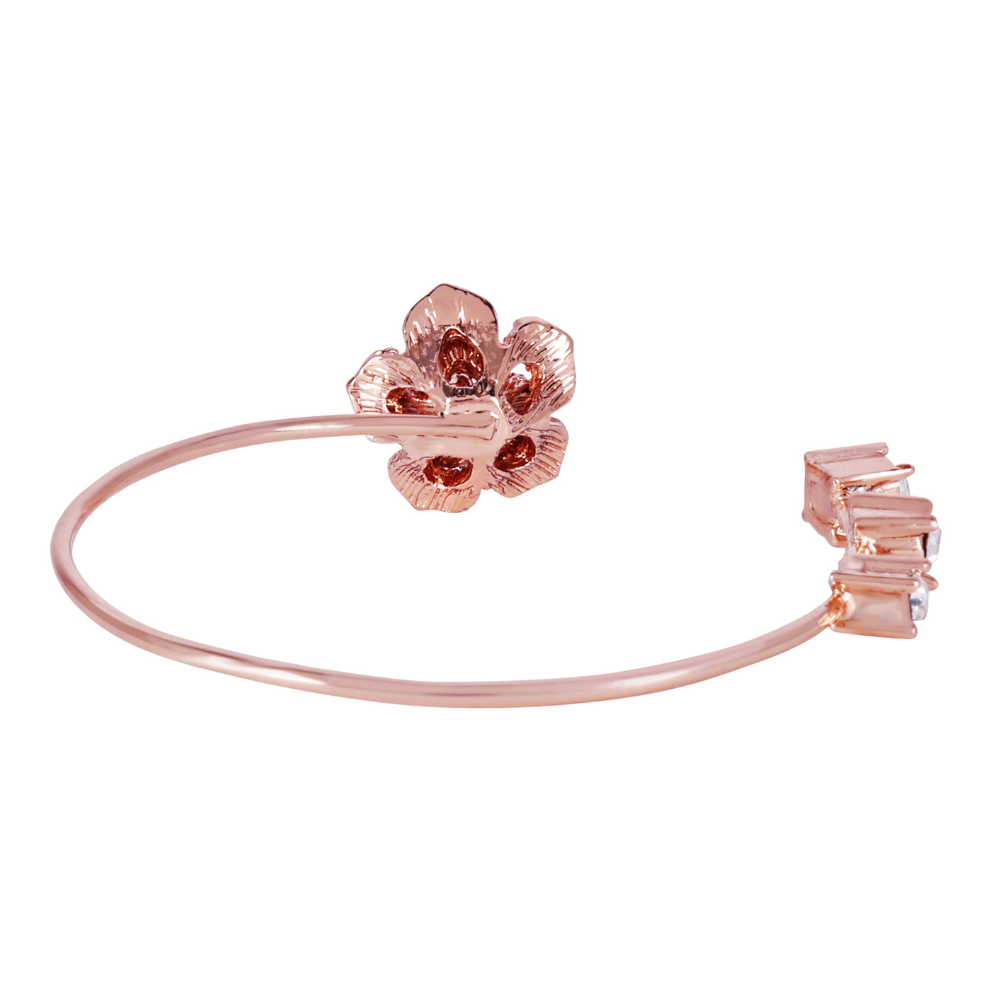 Estele Valentine ROSE Special Luxurious Rosegold Plated Classic Rose Motif Cuff Bracelet: Elegant Floral Design for Women Timeless Jewelry for Special Occasions