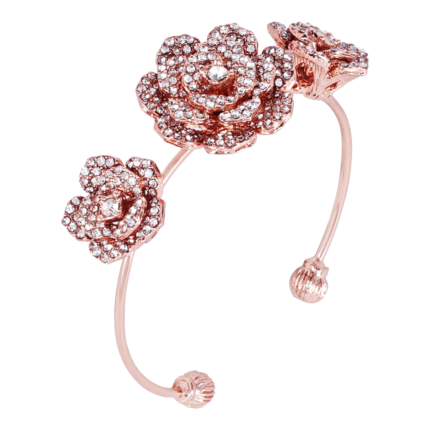 Estele Valentine ROSE Special Premium Rosegold Plated Rose Motif Cuff Bracelet: Timeless Floral Design for Women Perfect Jewelry for Parties & Celebrations