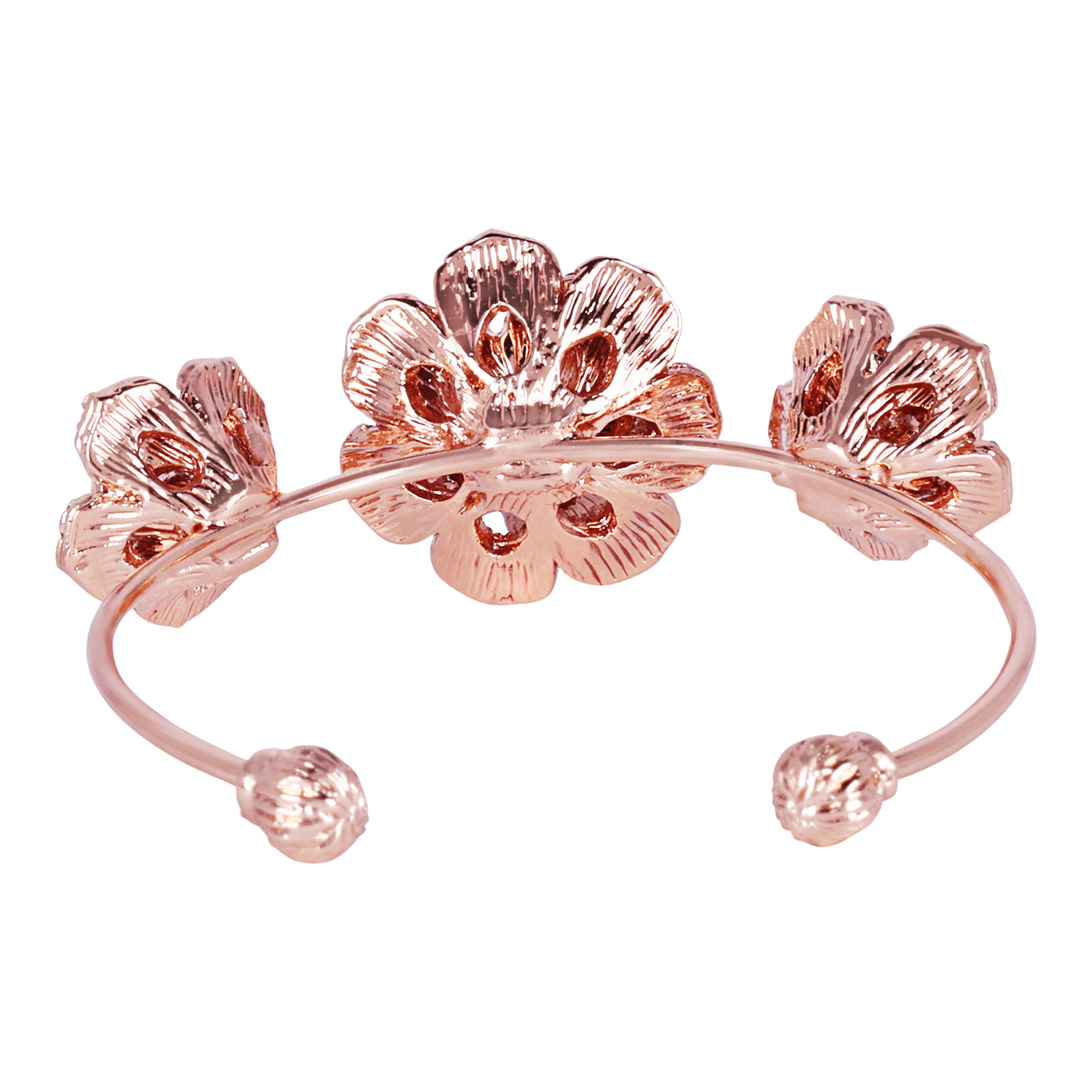 Estele Valentine ROSE Special Premium Rosegold Plated Rose Motif Cuff Bracelet: Timeless Floral Design for Women Perfect Jewelry for Parties & Celebrations