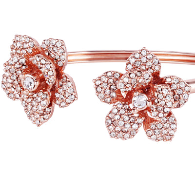 Estele Valentine ROSE Special Floral Rose Motif Cuff Bracelet: Exclusive Rosegold Plated Elegance for Women Ideal for Special Events & Daily Glam