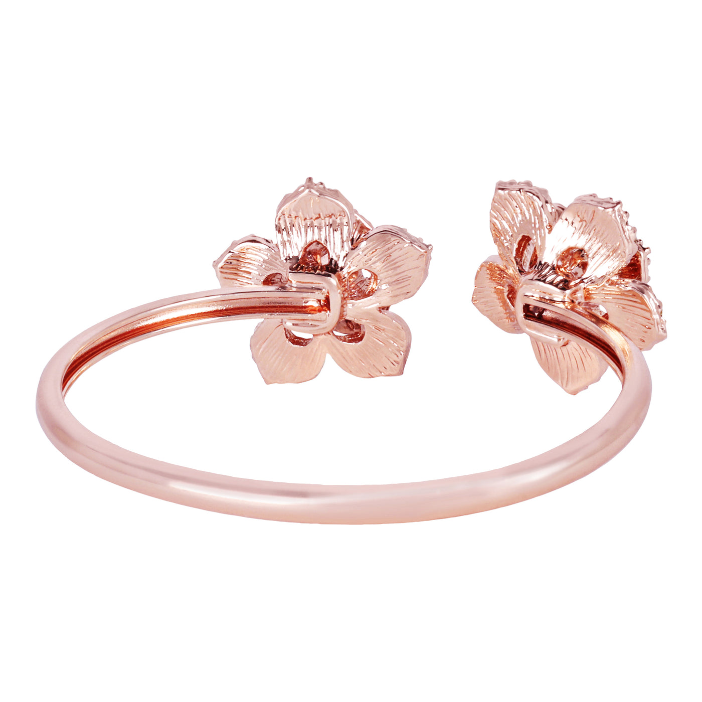 Estele Valentine ROSE Special Floral Rose Motif Cuff Bracelet: Exclusive Rosegold Plated Elegance for Women Ideal for Special Events & Daily Glam