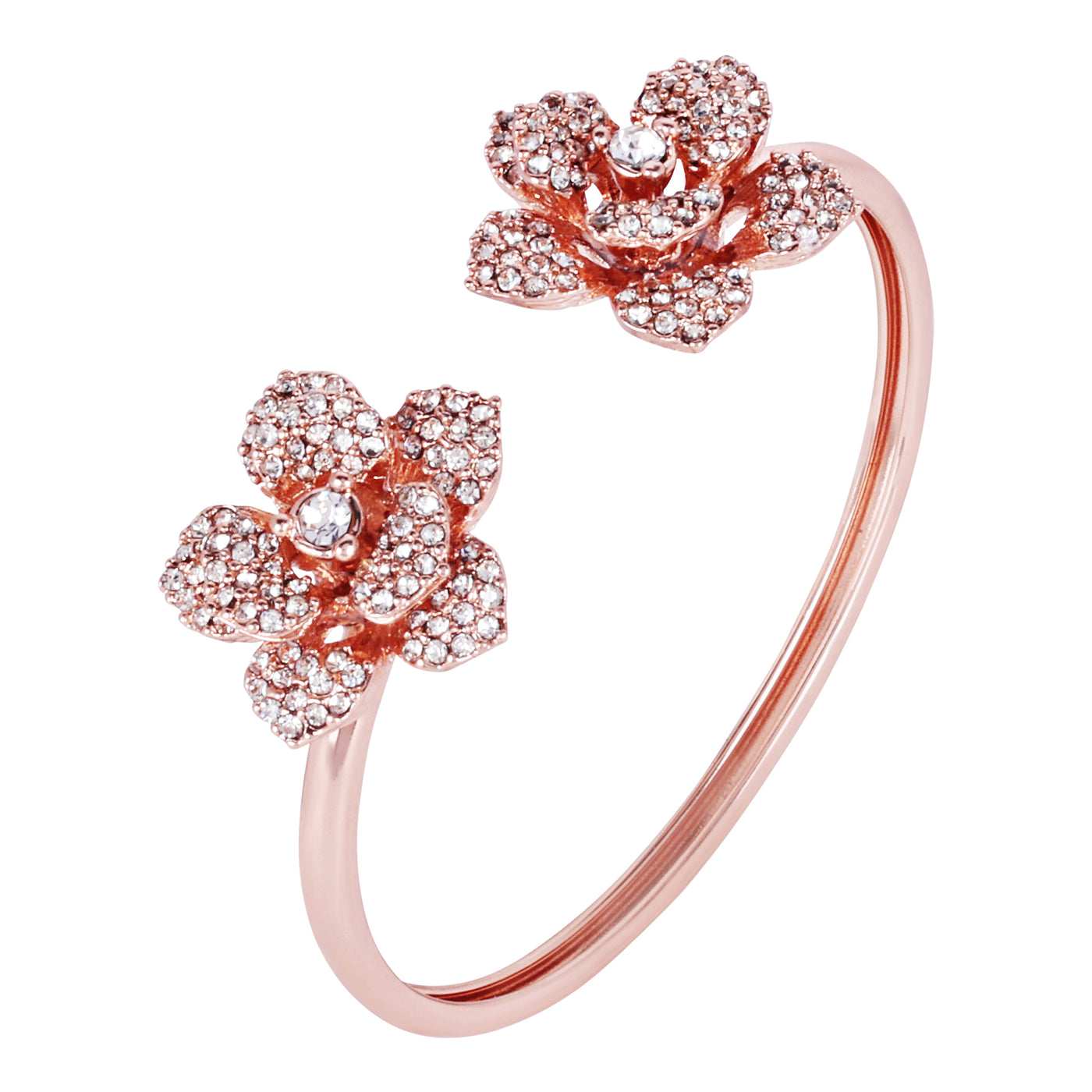 Estele Valentine ROSE Special Floral Rose Motif Cuff Bracelet: Exclusive Rosegold Plated Elegance for Women Ideal for Special Events & Daily Glam