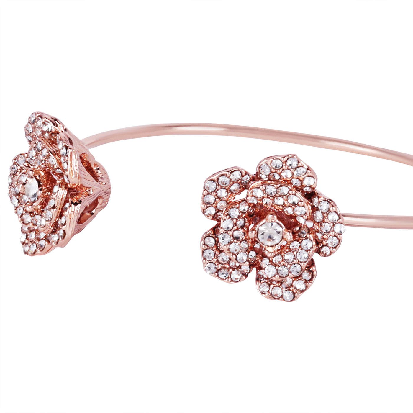 Estele Valentine ROSE Special Exclusive Rose Motif Cuff Bracelet: Rosegold Plated with Exquisite Floral Design Ideal Jewelry for Women's Special Moments