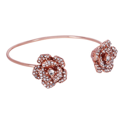 Estele Valentine ROSE Special Exclusive Rose Motif Cuff Bracelet: Rosegold Plated with Exquisite Floral Design Ideal Jewelry for Women's Special Moments