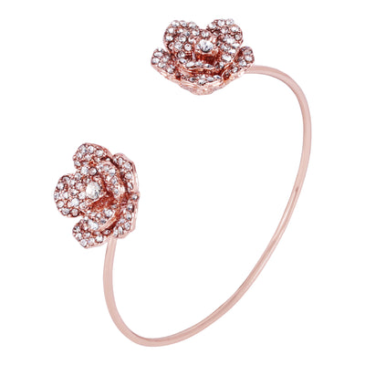 Estele Valentine ROSE Special Exclusive Rose Motif Cuff Bracelet: Rosegold Plated with Exquisite Floral Design Ideal Jewelry for Women's Special Moments