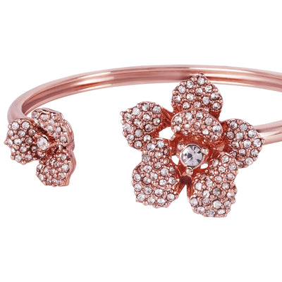 Estele Valentine ROSE Special Elegant Rose Motif Cuff Bracelet: Floral Design in Premium Rosegold Plated Finish A Stylish Choice for Women