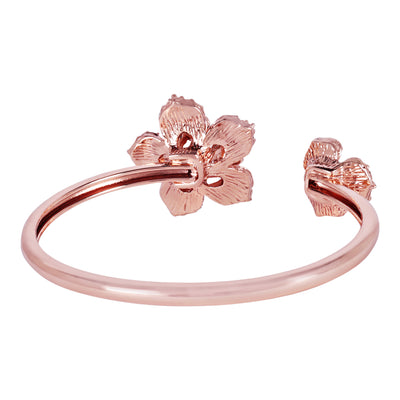 Estele Valentine ROSE Special Elegant Rose Motif Cuff Bracelet: Floral Design in Premium Rosegold Plated Finish A Stylish Choice for Women