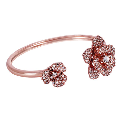 Estele Valentine ROSE Special Elegant Rose Motif Cuff Bracelet: Floral Design in Premium Rosegold Plated Finish A Stylish Choice for Women