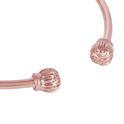 Estele Valentine ROSE Special Trendy Rose Motif Cuff Bracelet for Women: Rosegold Plated Floral Charms with Ruby Red Stones A Bold Statement for Every Look