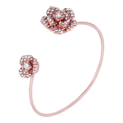 Estele Valentine ROSE Special Stunning Floral Rose Design Cuff Bracelet with Premium Rosegold Finish Jewelry for Women A Timeless Piece for All Occasions