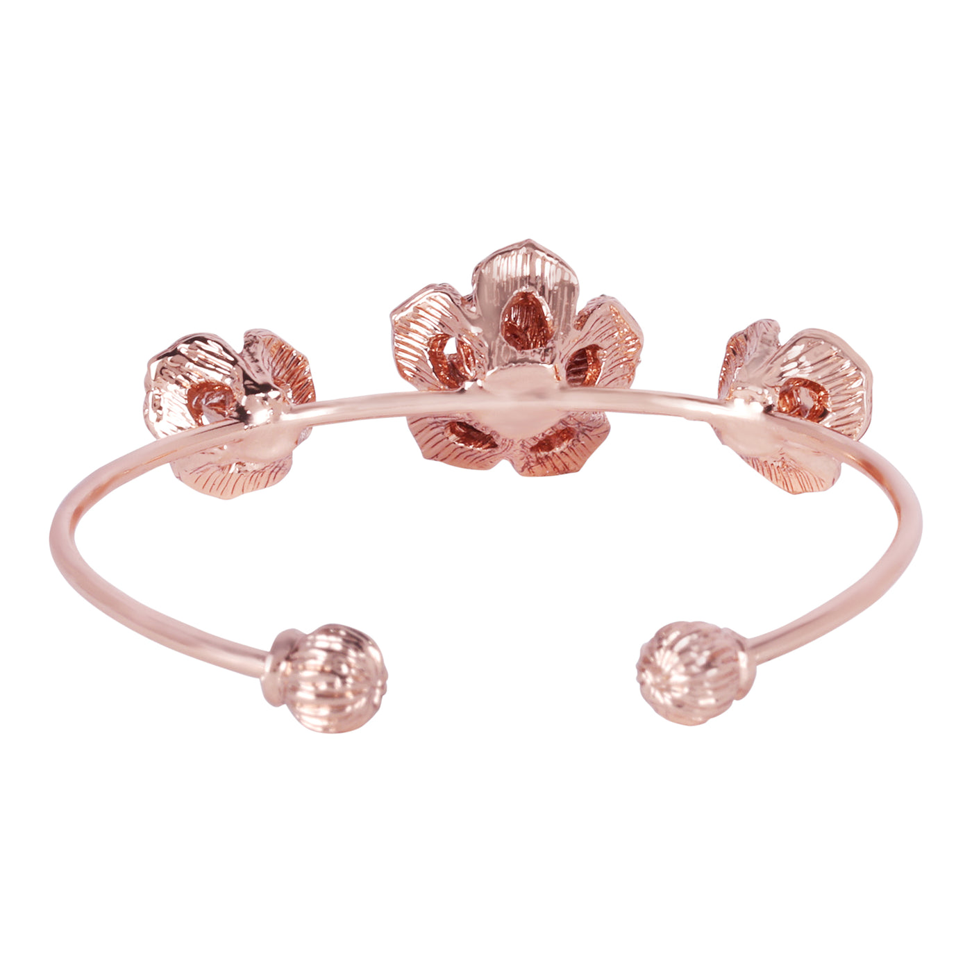 Estele Valentine ROSE Special Stylish Rose Motif Cuff Bracelet: Rosegold Plated with Elegant Floral Design A Modern Accessory for Women