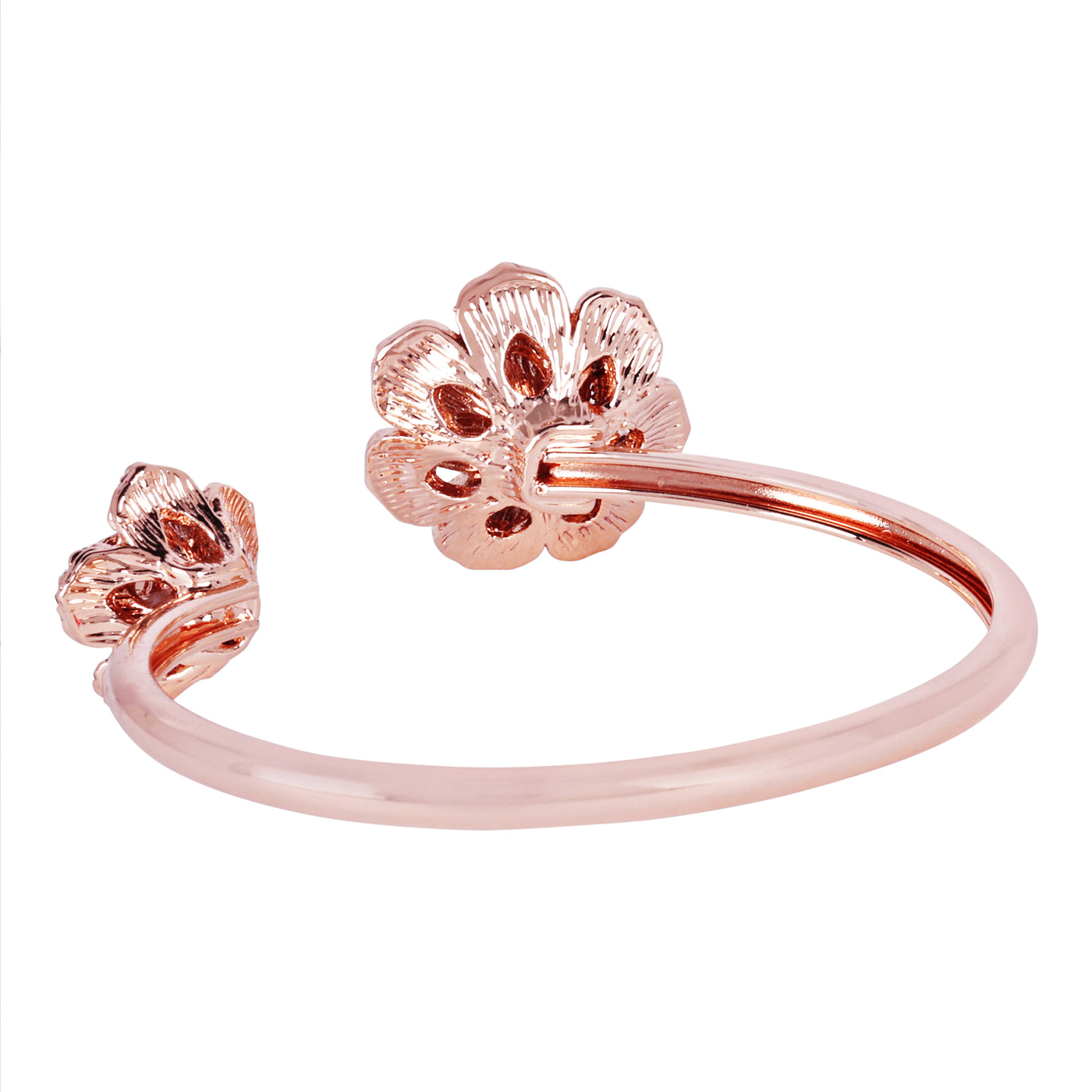 Estele Valentine ROSE Special Modern Rose Motif Cuff Bracelet: Stylish Rosegold Plated with Floral Charms A Fashionable Statement for Women