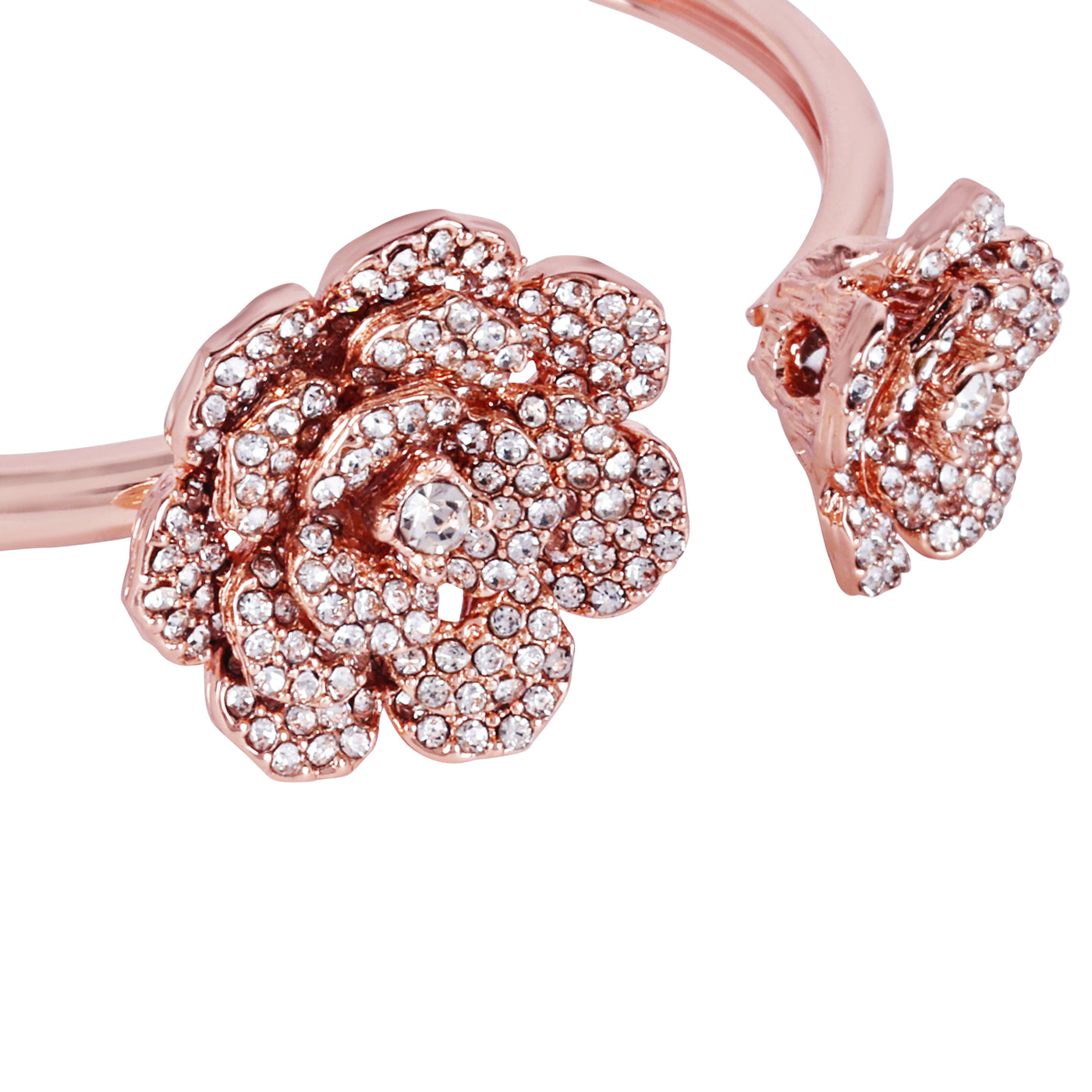 Estele Valentine ROSE Special Modern Rose Motif Cuff Bracelet: Stylish Rosegold Plated with Floral Charms A Fashionable Statement for Women