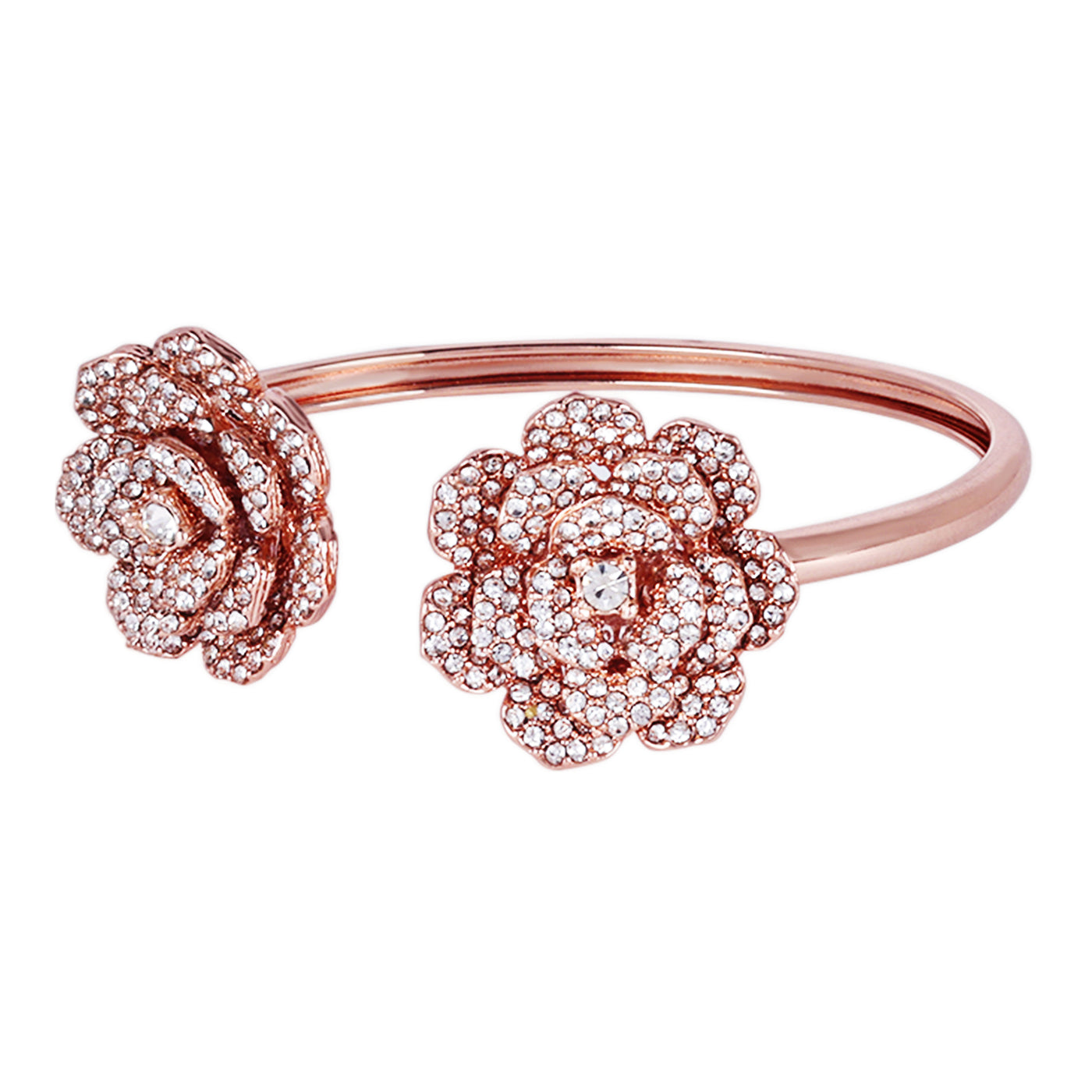 Estele Valentine ROSE Special Elegant Rose Motif Cuff Bracelet: Exclusive Rosegold Plated Floral Design for Women Perfect for Stylish Daywear & Evening Glam