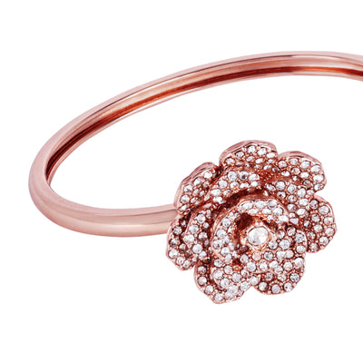 Estele Valentine ROSE Special Elegant Rose Motif Cuff Bracelet: Exclusive Rosegold Plated Floral Design for Women Perfect for Stylish Daywear & Evening Glam