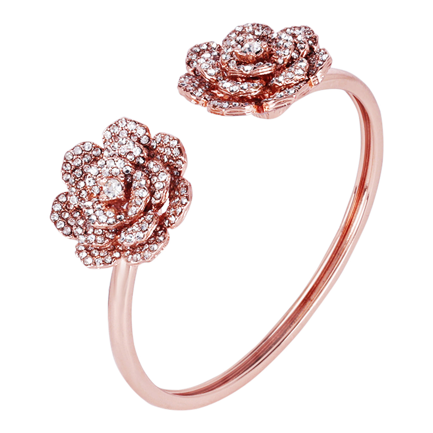 Estele Valentine ROSE Special Elegant Rose Motif Cuff Bracelet: Exclusive Rosegold Plated Floral Design for Women Perfect for Stylish Daywear & Evening Glam