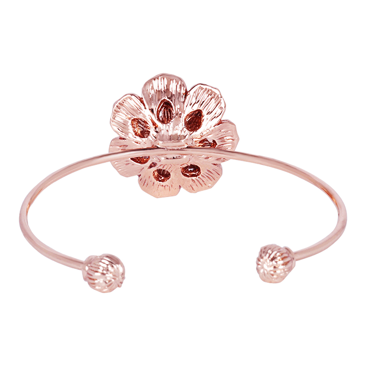 Estele Valentine ROSE Special Trendy Rose Motif Cuff Bracelet for Women: Premium Rosegold Plated with Floral Detailing A Bold Statement for Every Look