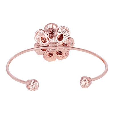 Estele Valentine ROSE Special Trendy Rose Motif Cuff Bracelet for Women: Premium Rosegold Plated with Floral Detailing A Bold Statement for Every Look