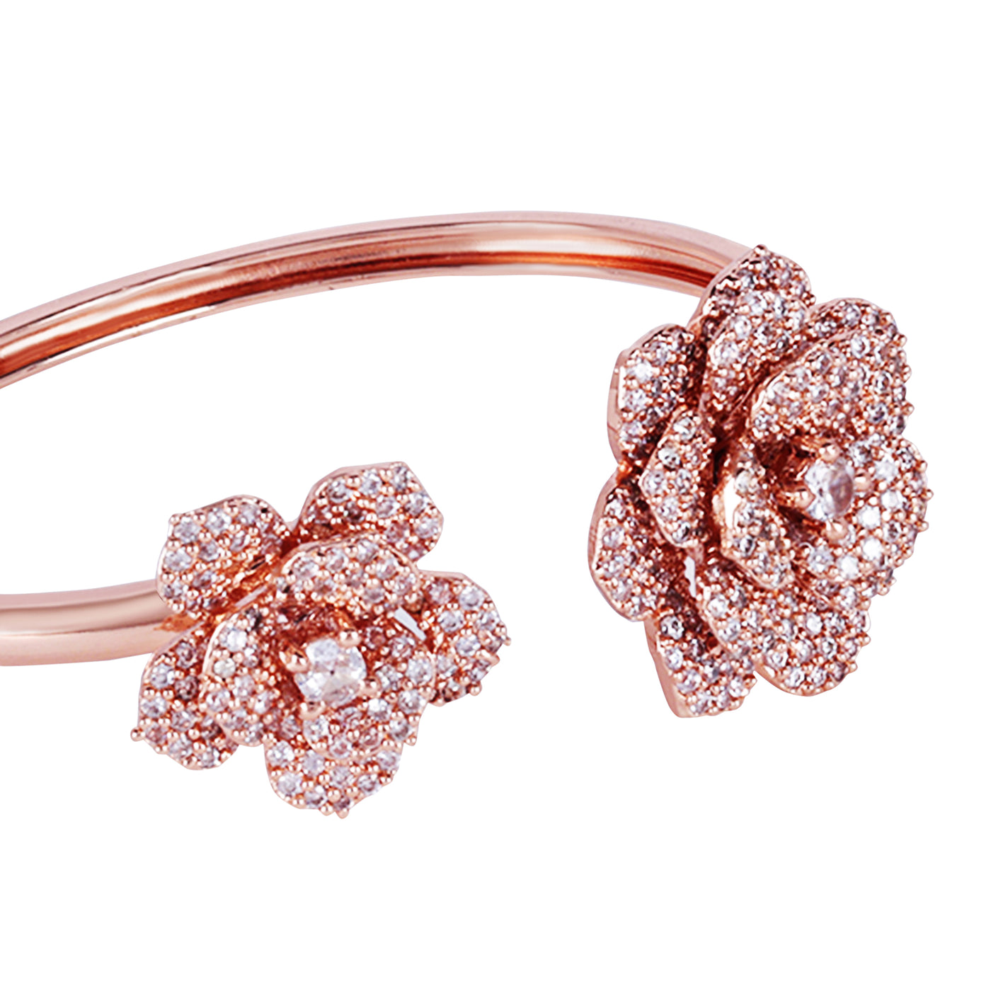 Estele Valentine ROSE Special Exclusive Rose Motif Cuff Bracelet for Women with Premium Rosegold Finish|Adjustable & Comfort Fit for All Wrist Sizes