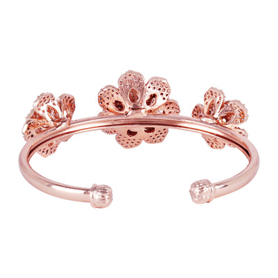 Estele Valentine ROSE Special Rosegold Plated Classic Rose Motif Cuff Bracelet: Timeless Floral Design for Women Perfect Jewelry for Parties & Celebrations