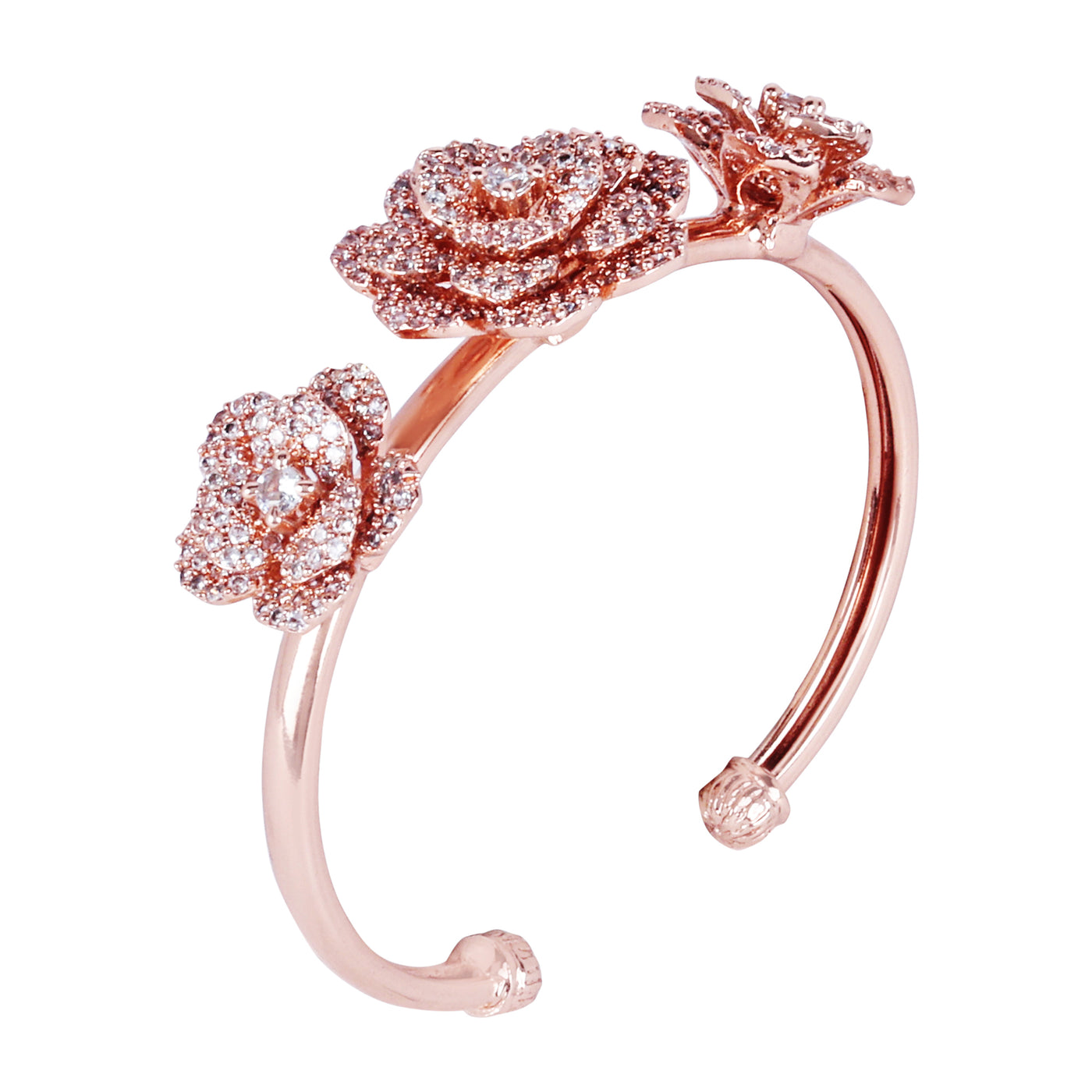 Estele Valentine ROSE Special Rosegold Plated Classic Rose Motif Cuff Bracelet: Timeless Floral Design for Women Perfect Jewelry for Parties & Celebrations