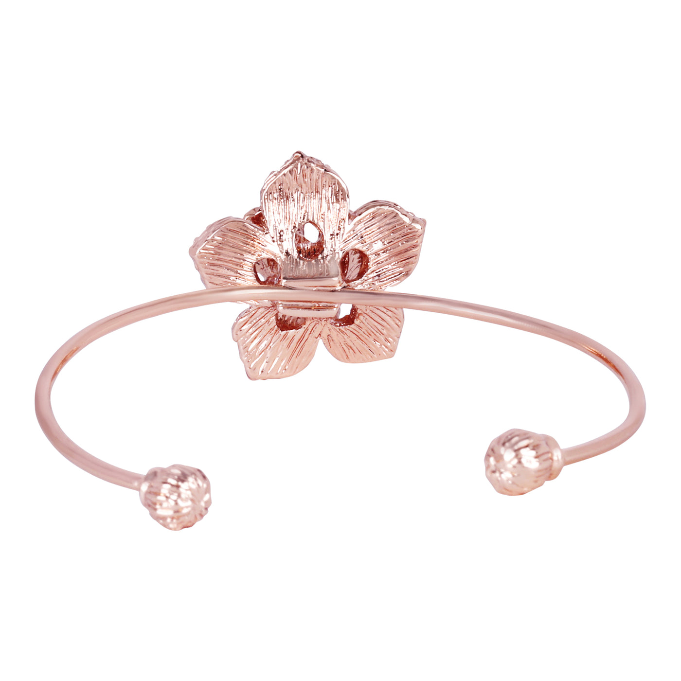 Estele Valentine ROSE Special Exclusive Rose-Embellished Rosegold Cuff Bracelet: Delicate Floral Motif for Women Ideal for Casual & Formal Wear