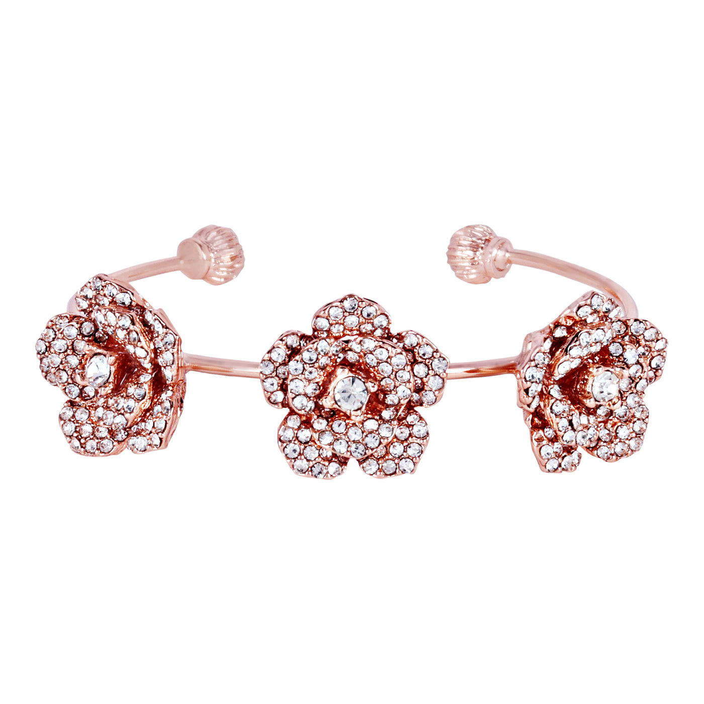 Estele Valentine ROSE Special Sophisticated Rose Motif Cuff Bracelet: Premium Rosegold Plated with Beautiful Floral Design Ideal Jewelry for Elegant Looks