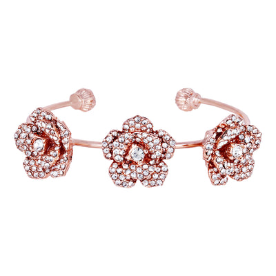 Estele Valentine ROSE Special Sophisticated Rose Motif Cuff Bracelet: Premium Rosegold Plated with Beautiful Floral Design Ideal Jewelry for Elegant Looks